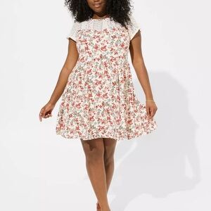 Torrid Lace Dress with Red and Blue Floral Accents